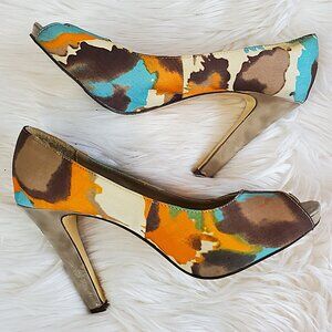 Westies Emmy Multicolor Open Toe High Heels SZ 8
